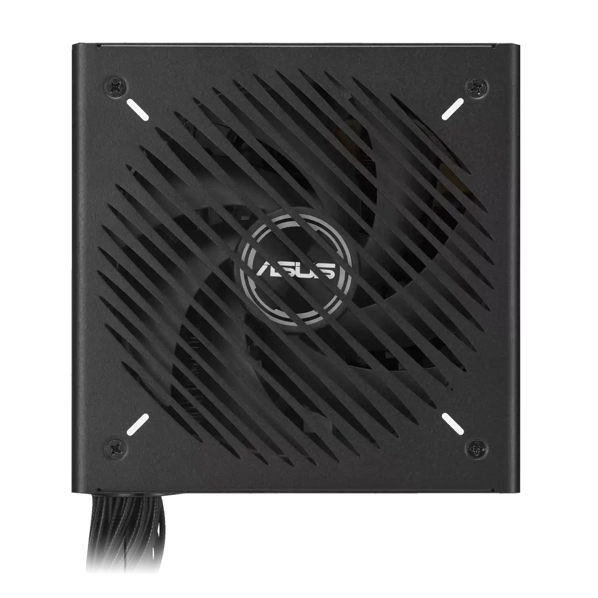 Top direct view of ASUS Prime 750B 80+ Bronze 750W power supply showing central ASUS logo and fan blades -tpstech.in