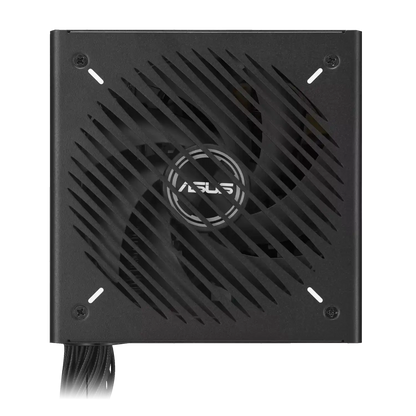 Top direct view of ASUS Prime 750B 80+ Bronze 750W power supply showing central ASUS logo and fan blades -tpstech.in