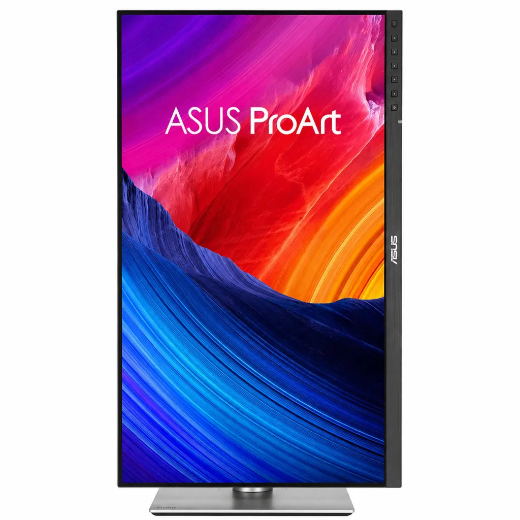 ASUS ProArt Display PA27JCV 27-inch 5K professional monitor in portrait orientation with ergonomic pivot stand.