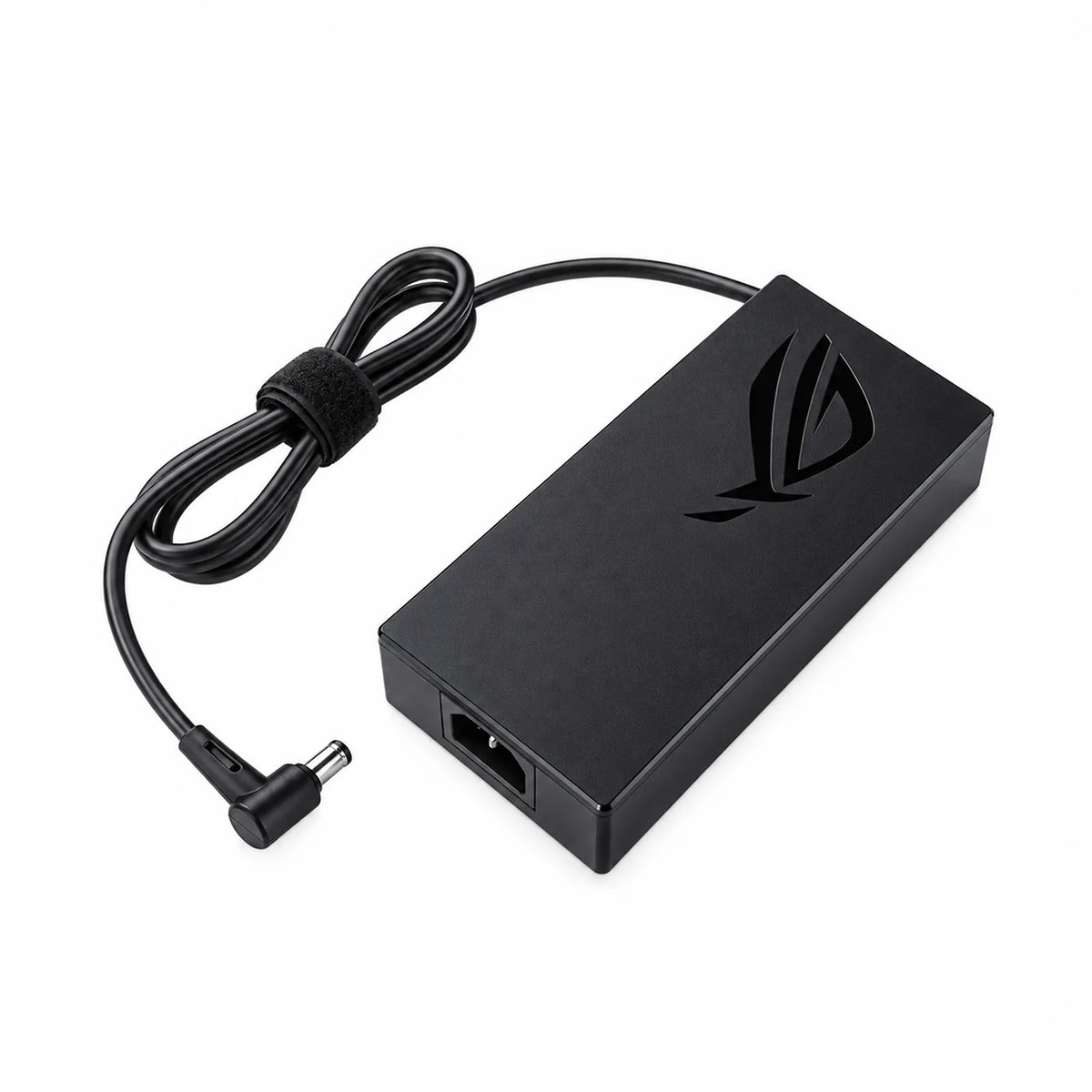 ASUS ROG Original 150W 6.0mm 20V Laptop Charger Adapter Angled View Showing AC Inlet and DC Cable tpstech.in