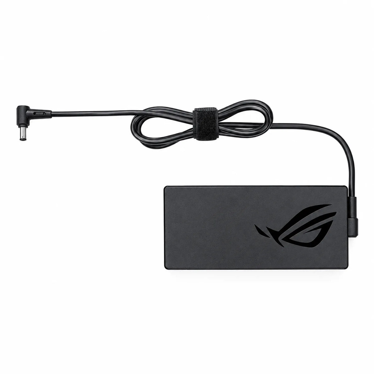 ASUS ROG Original 150W 6.0mm 20V Laptop Charger Adapter Top View with ROG Logo and Coiled Cable tpstech.in
