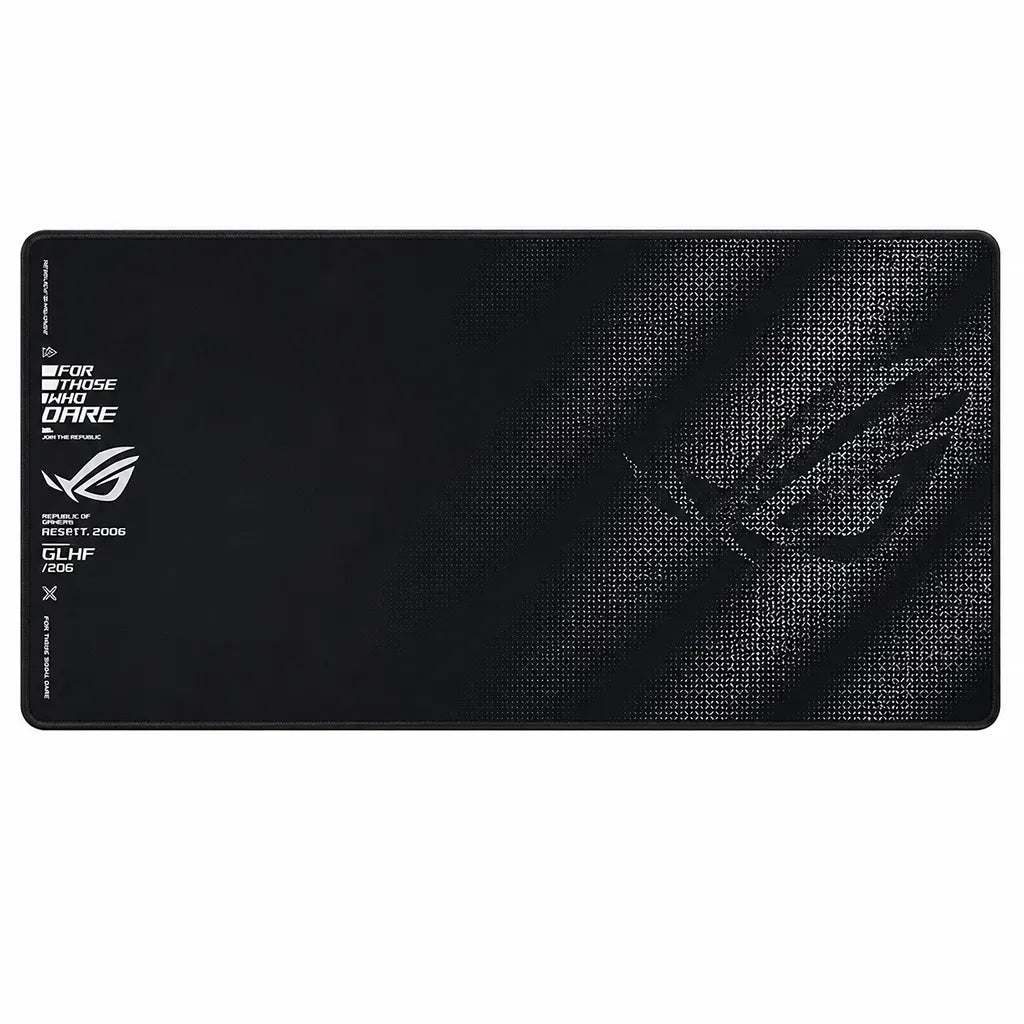 ASUS ROG Sheath II XXL gaming mouse pad with smooth textile surface, anti-fray stitched edges and XXL desk coverage.
