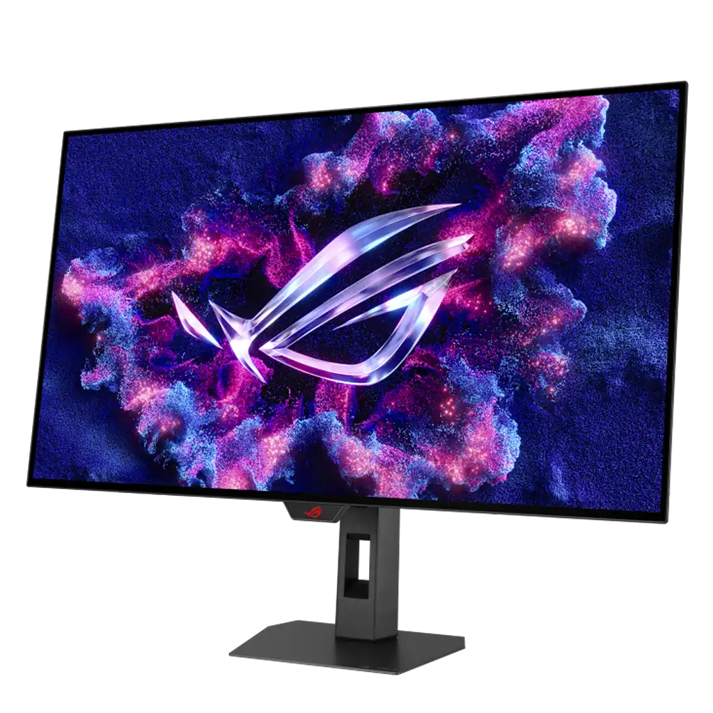 ASUS ROG Strix OLED XG32UCWG 31.5 Inch 4K Gaming Monitor front right side angle view with sleek stand -tpstech.in