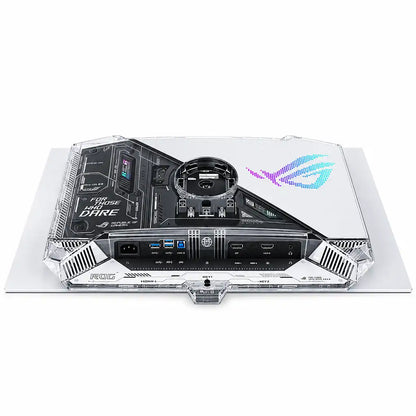 ASUS ROG Swift OLED 27-inch QHD OLED Gaming Monitor bottom rear I/O connectivity ports and controls layout -tpstech.in