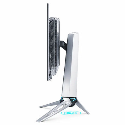 ASUS ROG Swift OLED 27-inch QHD OLED Gaming Monitor slim side profile view mounted on ergonomic stand -tpstech.in