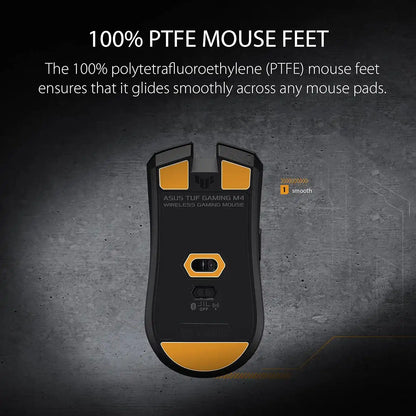 ASUS TUF Gaming M4 Wireless Dual Mode Gaming Mouse 12000 DPI Black 100 Percent PTFE Mouse Feet -tpstech.in