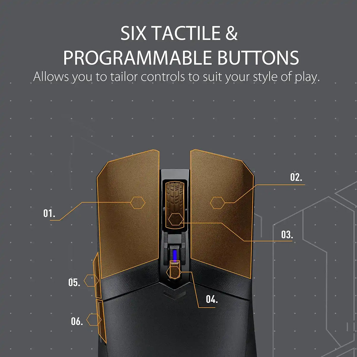 ASUS TUF Gaming M4 Wireless Dual Mode Gaming Mouse 12000 DPI Black Six Tactile and Programmable Buttons -tpstech.in