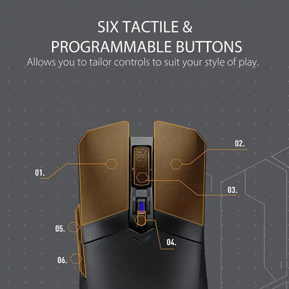 ASUS TUF Gaming M4 Wireless Dual Mode Gaming Mouse 12000 DPI Black Six Tactile and Programmable Buttons -tpstech.in