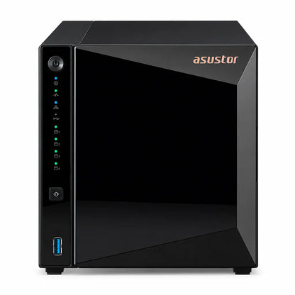 ASUSTOR AS3304T v2 4-bay NAS front panel showing power, network and drive status indicators -tpstech.in