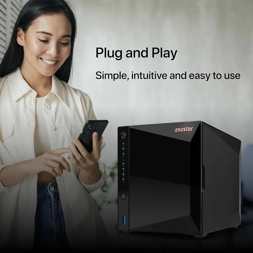 ASUSTOR AS3304T v2 Drivestor 4 Pro Gen2 diskless 4-bay NAS with plug and play design -tpstech.in