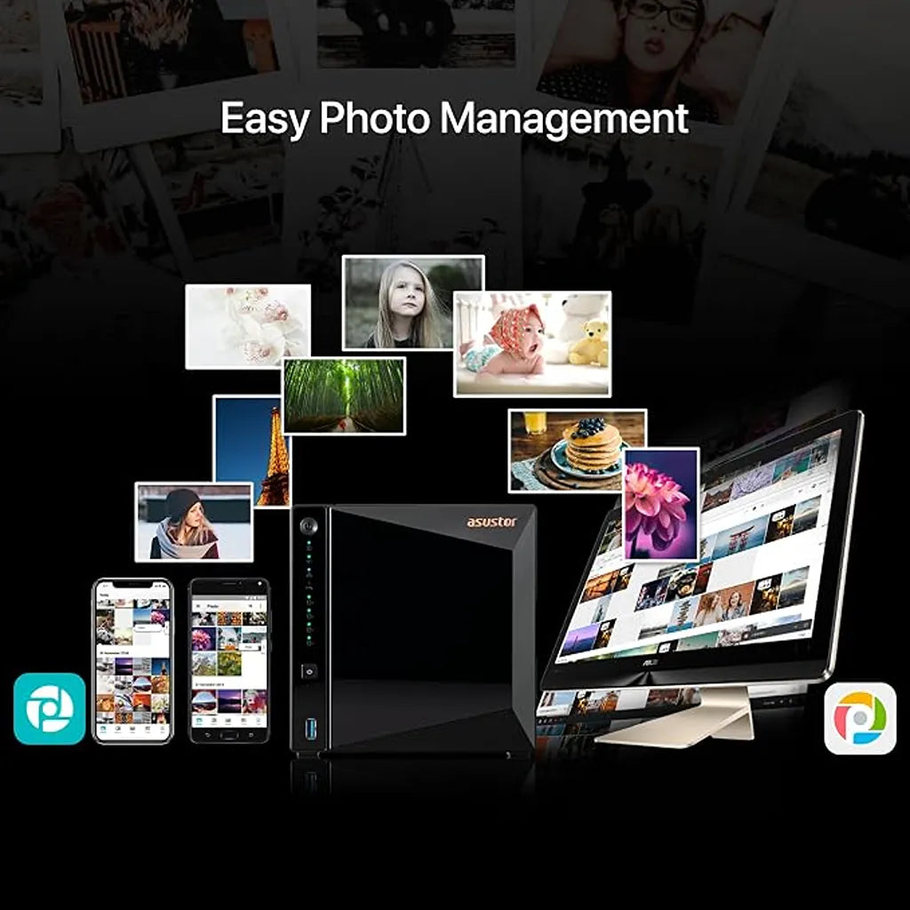 ASUSTOR AS3304T v2 4-bay NAS for easy photo management and cross-device photo access -tpstech.in