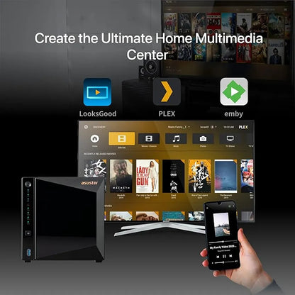 ASUSTOR AS3304T v2 4-bay NAS for home multimedia center with LooksGood, Plex and Emby support -tpstech.in
