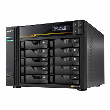 ASUSTOR LOCKERSTOR 10 Gen3 AS6810T 10-Bay NAS Storage Server Front Right Perspective View -tpstech.in