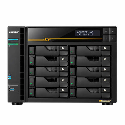 ASUSTOR LOCKERSTOR 10 Gen3 AS6810T 10-Bay NAS Storage Server Front Panel Display and Drive Bays -tpstech.in