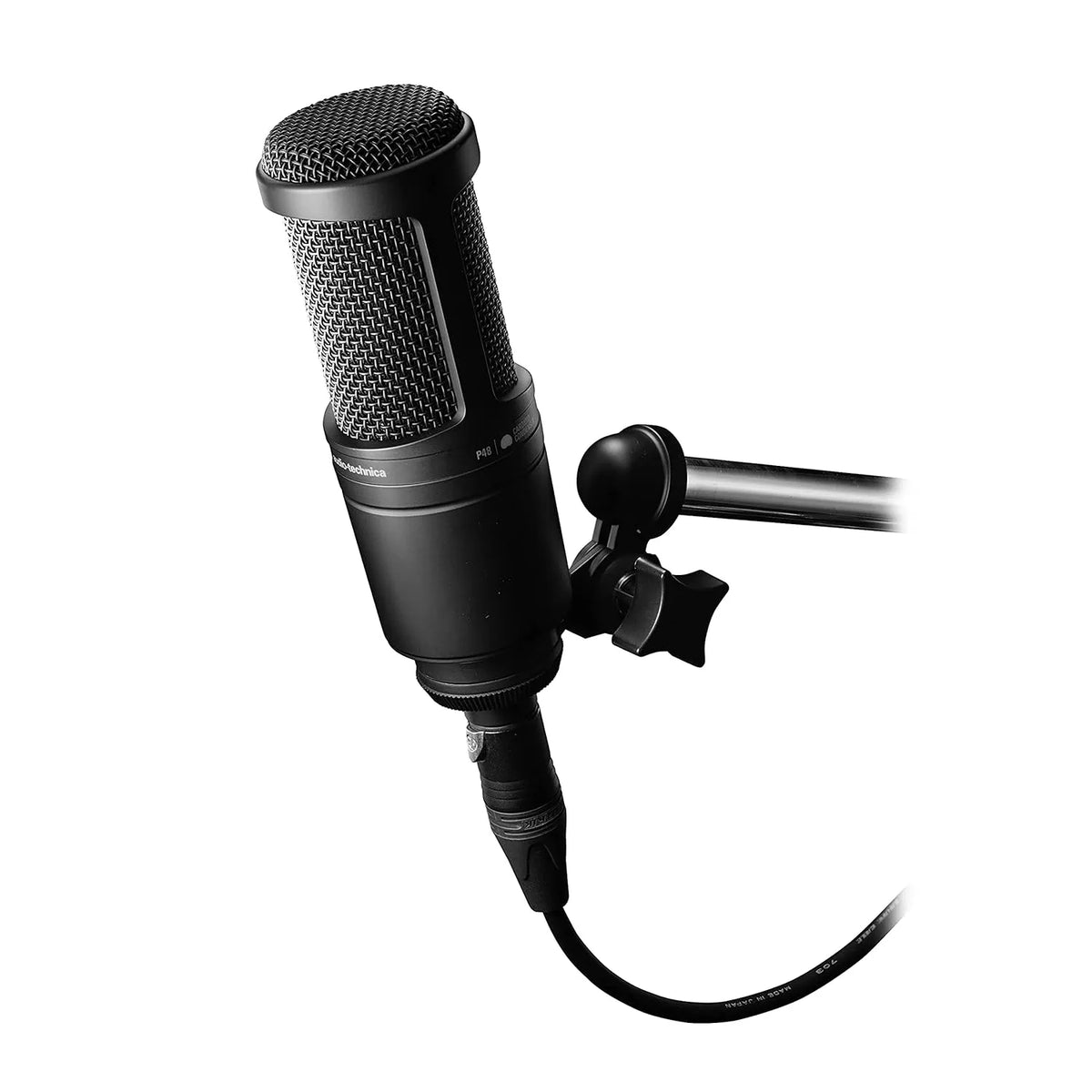 Audio-Technica AT2020 Condenser Microphone Mounted on Stand with XLR Cable -tpstech.in