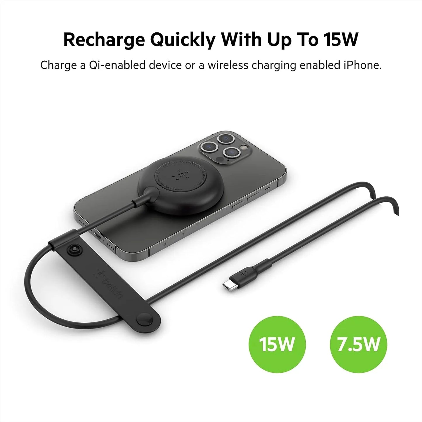 Belkin WIA005BTBK wireless charging pad delivering up to 15W with 7.5W charging support for compatible devices -tpstech.in