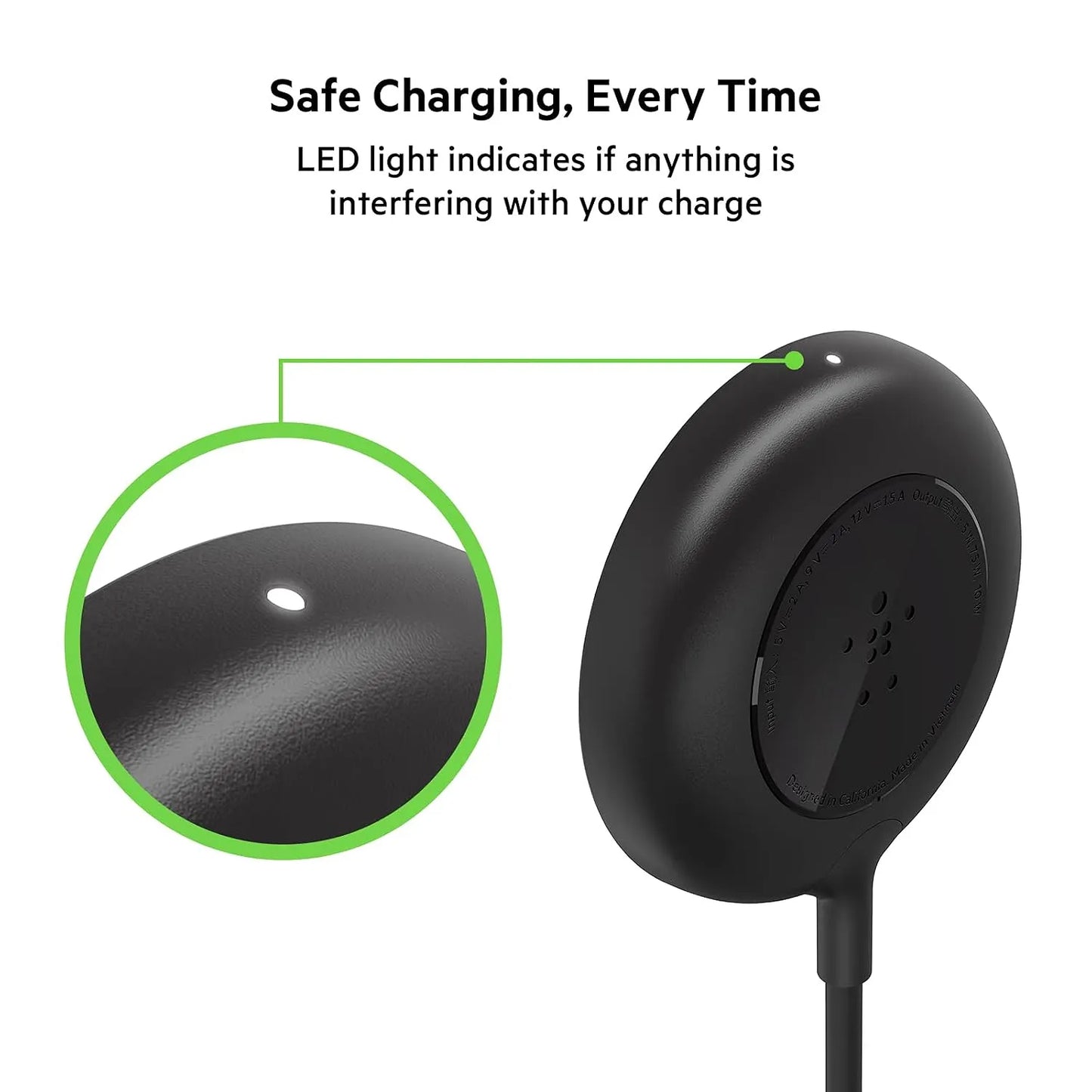 Belkin WIA005BTBK magnetic wireless charger with LED status indicator for charging interference detection -tpstech.in
