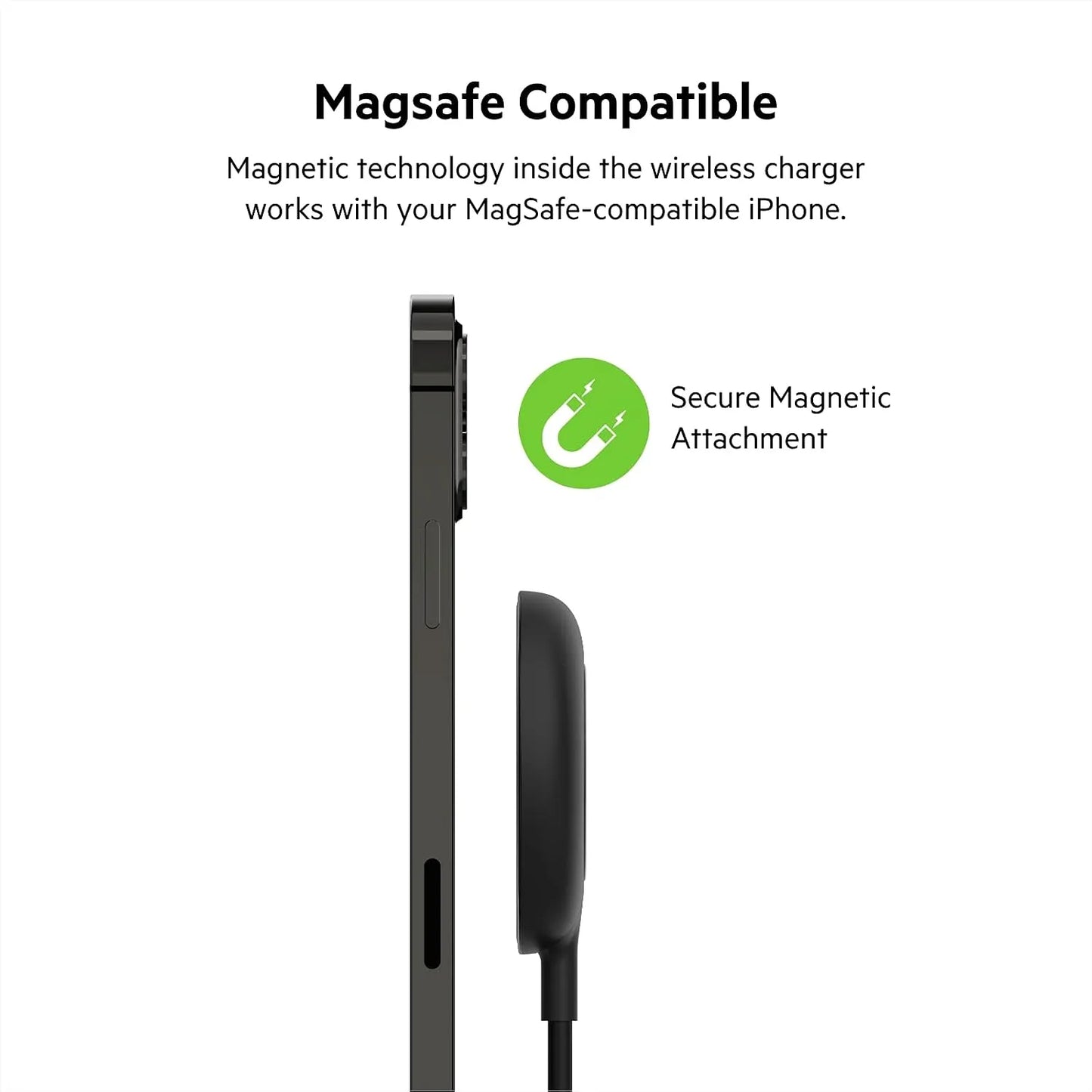 Belkin WIA005BTBK MagSafe compatible magnetic wireless charger with secure magnetic attachment for iPhone -tpstech.in
