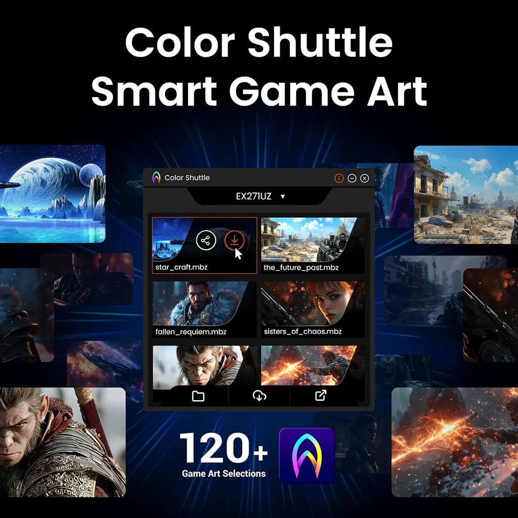 BenQ MOBIUZ EX271UZ gaming monitor with Color Shuttle software and 120 plus Game Art color profiles -tpstech.in