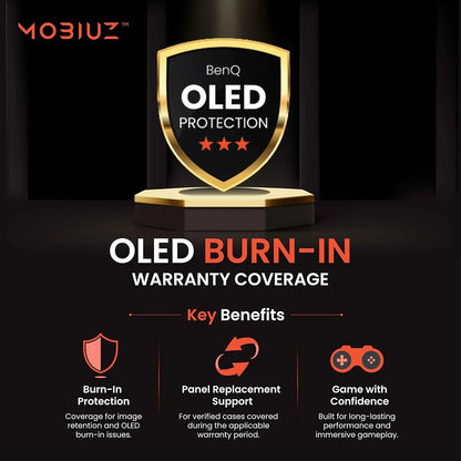 BenQ MOBIUZ EX271UZ gaming monitor with OLED burn-in protection warranty and panel replacement support -tpstech.in