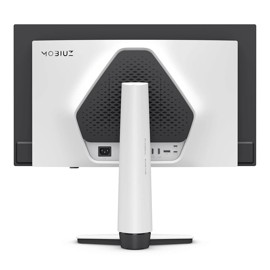 BenQ MOBIUZ EX271UZ 4K QD-OLED gaming monitor rear design with PIXSOUL Engine stand and premium back panel -tpstech.in
