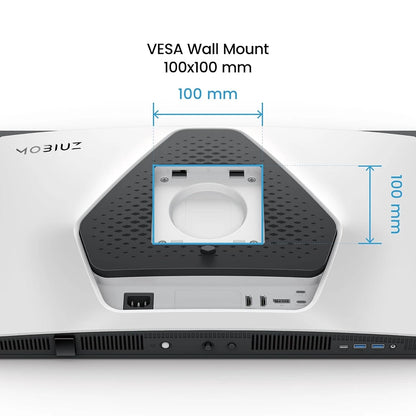 BenQ MOBIUZ EX271UZ 27 inch gaming monitor rear view with 100x100mm VESA wall mount support and rear connectivity ports -tpstech.in