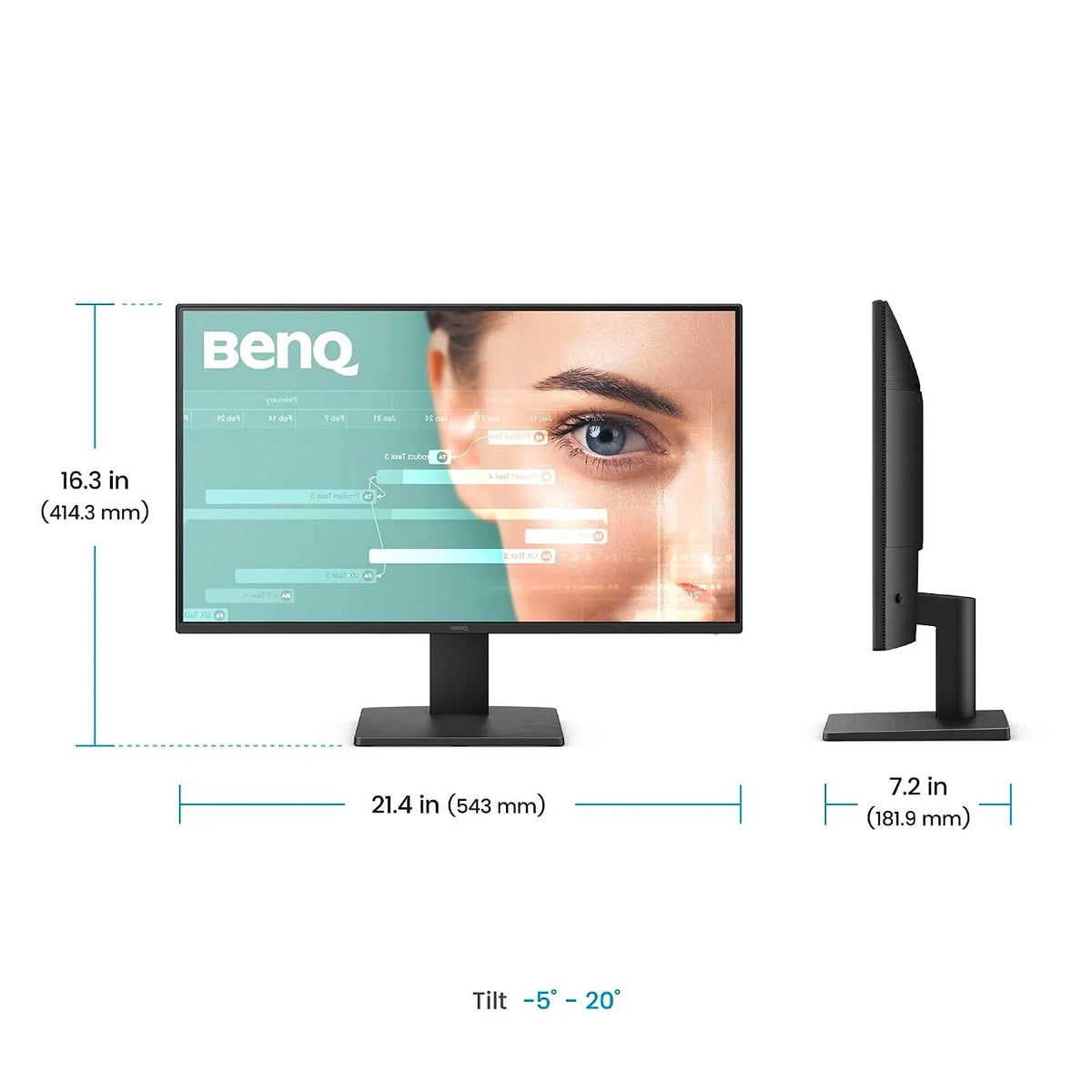 BenQ GW2491P 23.8 inch monitor dimensions with stand and tilt adjustment-tpstech.in