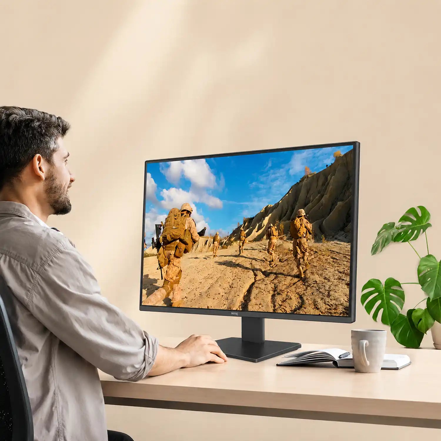 BenQ GW2791P 27 inch Full HD IPS monitor showing immersive gaming usage on desk-tpstech.in