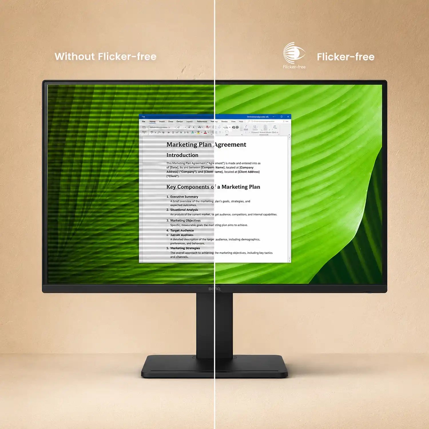 BenQ GW2791P Flicker-Free monitor comparison showing clearer and more comfortable viewing-tpstech.in