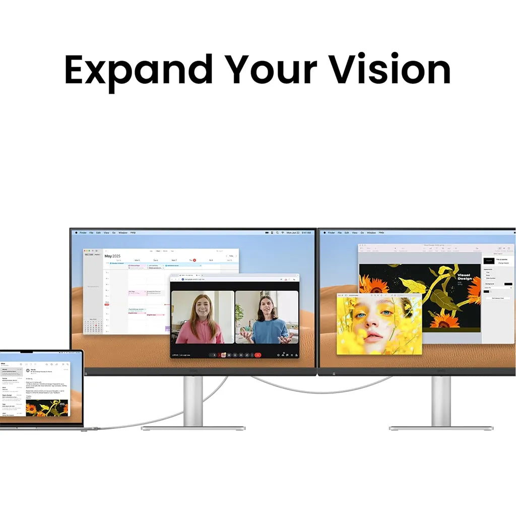 BenQ MA270S dual 5K daisy chain setup with Thunderbolt 4 for expanded multitasking workspace -tpstech.in