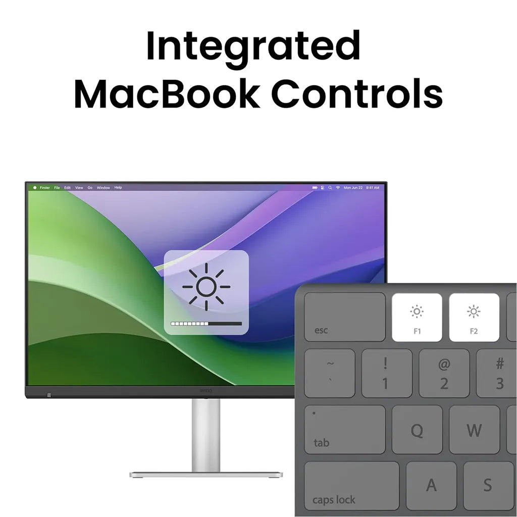 BenQ MA270S monitor with integrated MacBook brightness and volume controls for seamless macOS experience -tpstech.in