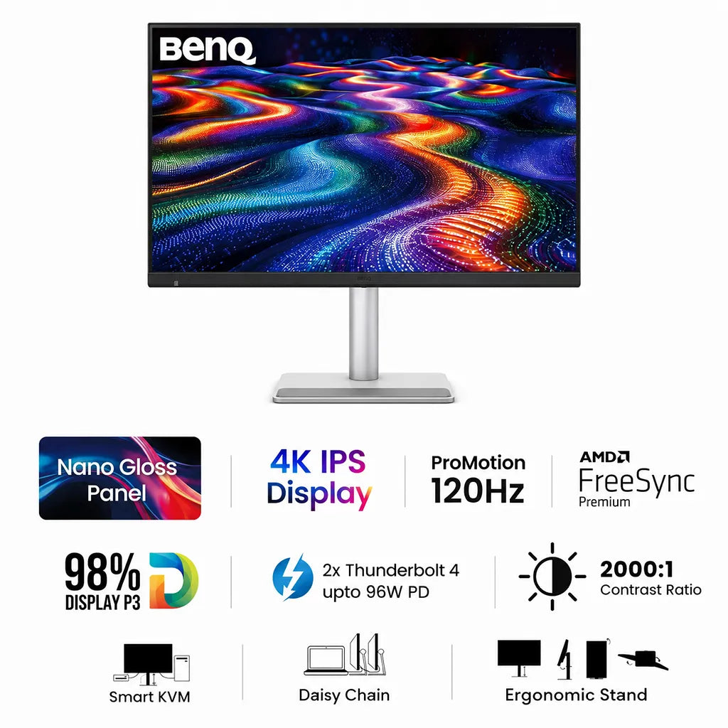 BenQ MA320UG 32-inch 4K IPS monitor with 120Hz refresh rate, Nano Gloss panel, Smart KVM, and Thunderbolt 4 -tpstech.in