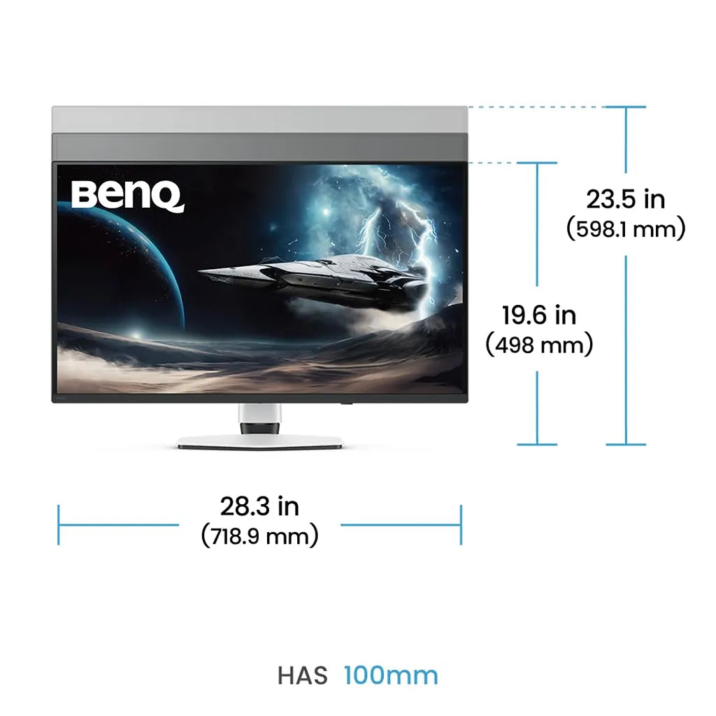 BenQ MOBIUZ EX321UZ 32 Inch 4K QD-OLED Gaming Monitor front view dimensions and height measurements -tpstech.in