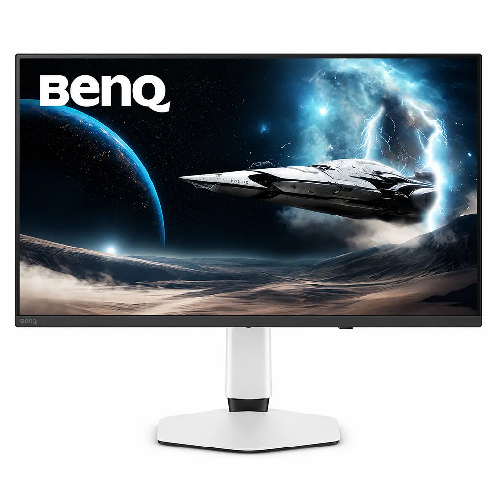 BenQ MOBIUZ EX321UZ 32 Inch 4K QD-OLED Gaming Monitor clean front view display and stand -tpstech.in