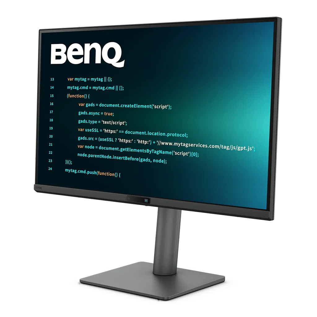 BenQ RD270Q 27-inch QHD programming monitor left angled view showcasing slim bezel design and ergonomic stand -tpstech.in