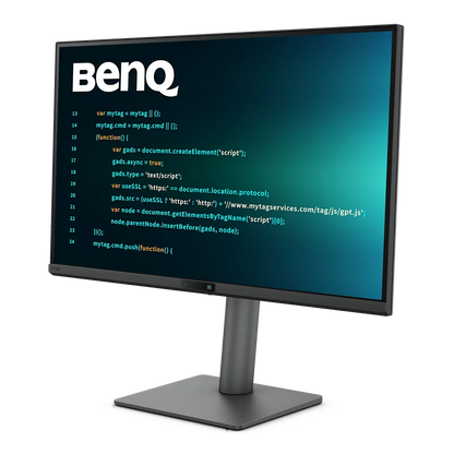 BenQ RD270Q 27-inch QHD programming monitor left angled view showcasing slim bezel design and ergonomic stand -tpstech.in