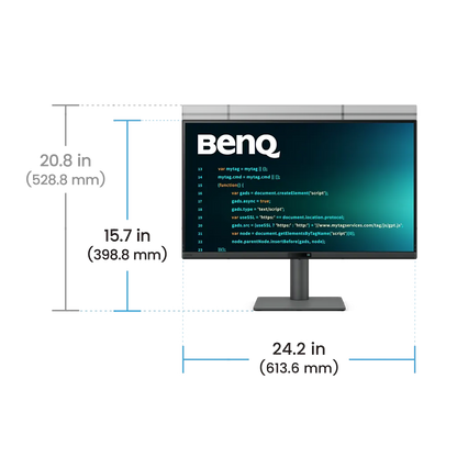 BenQ RD270Q height adjustable programming monitor with ergonomic stand adjustment dimensions -tpstech.in