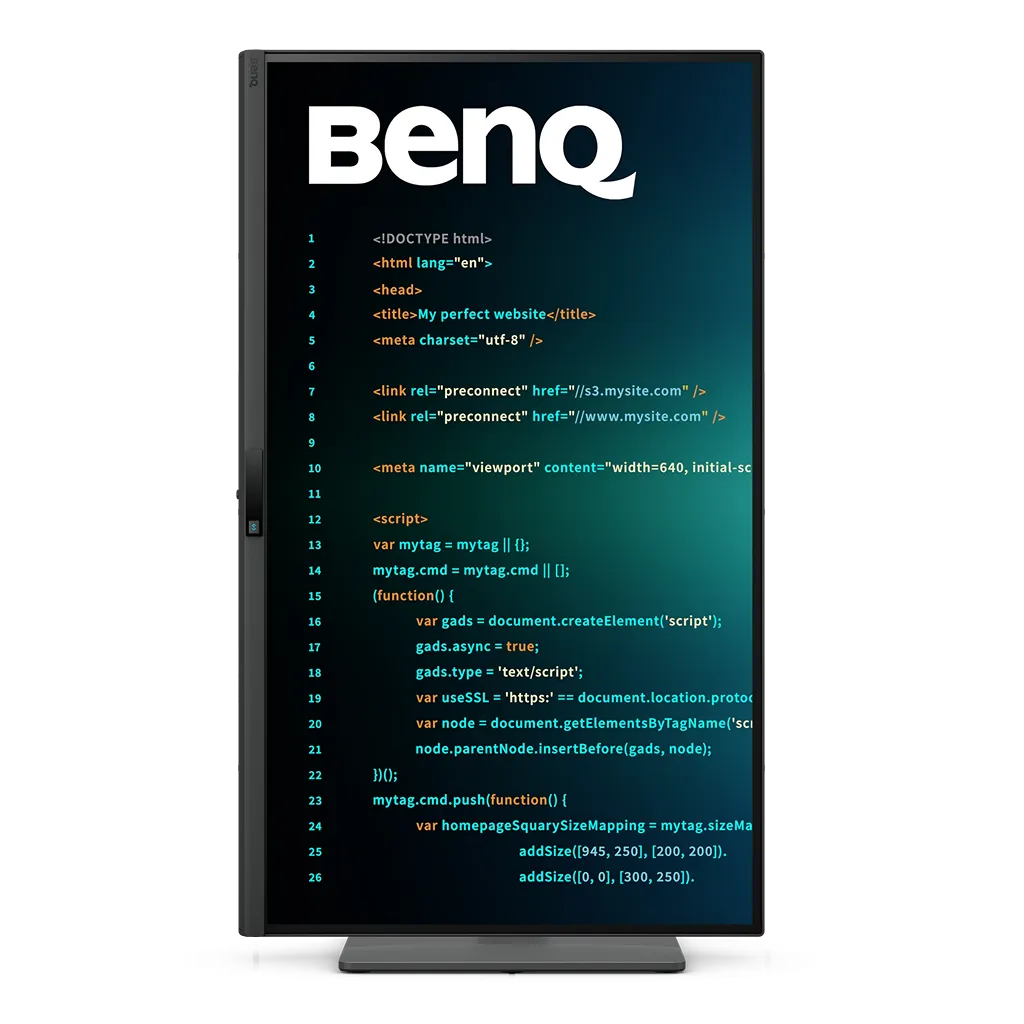 BenQ RD270Q programming monitor in portrait orientation with pivot mode for coding and document viewing -tpstech.in
