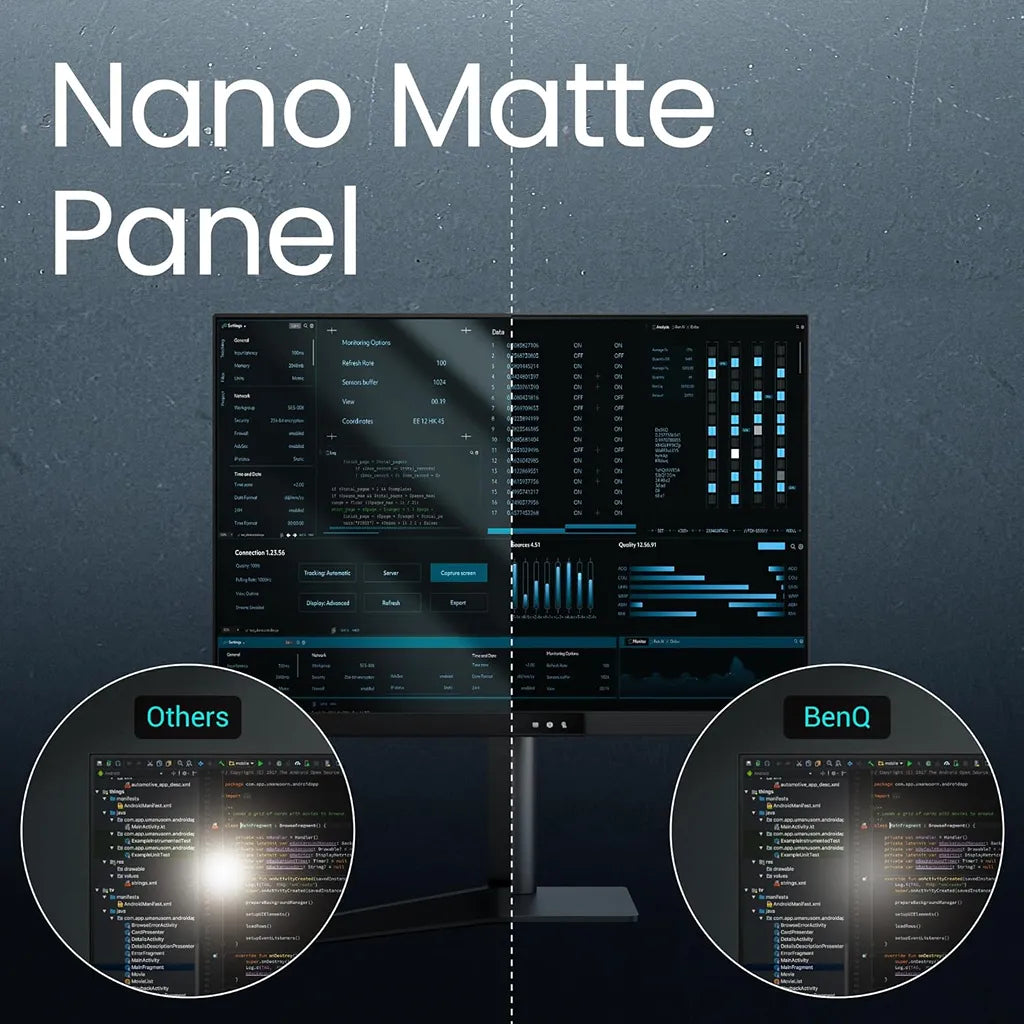 BenQ RD280UG Nano Matte IPS display with low reflection coating for improved coding clarity and reduced glare -tpstech.in