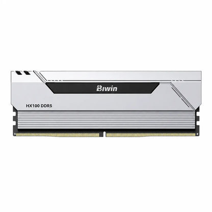 Biwin Black Opal HX100 DDR5 RAM 48GB (2x24GB) 6000MHz CL28 Dual Channel Desktop Memory in Silver front view with premium aluminum heat spreader.