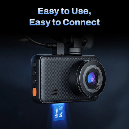 Biwin MS100 64GB MicroSD Card inserted into a dash camera for reliable Full HD and 4K video recording with A1 UHS-I performance.