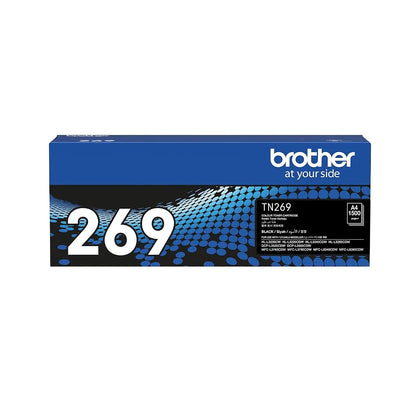 Brother TN269BK Black Toner Cartridge for HL-L3220CDW Series genuine retail packaging box with 1500 page yield badge -tpstech.in
