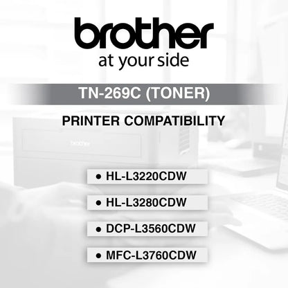 Brother TN269C Cyan Toner Cartridge printer compatibility list for HL-L3220CDW HL-L3280CDW DCP-L3560CDW and MFC-L3760CDW -tpstech.in