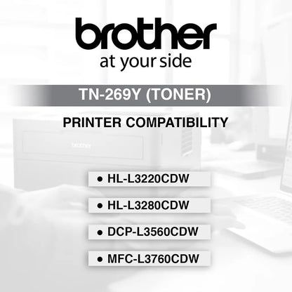 Brother TN269Y Yellow Standard Yield Toner Cartridge printer compatibility list for HL-L3220CDW HL-L3280CDW DCP-L3560CDW and MFC-L3760CDW -tpstech.in