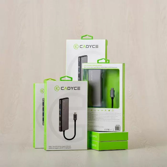 Cadyce CA-CU3HG USB-C to USB-3.0 Hub with HDMI (4K) & Gigabit Ethernet Adapter - Gray