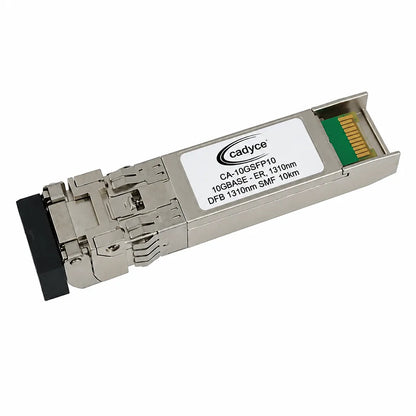 Top view of Cadyce CA-10GSFP10 Single Mode SFP+ 10GBASE-LR fiber optic transceiver module with 1310nm single mode interface.