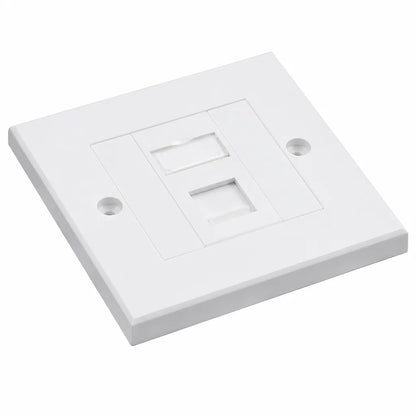 Cadyce CA-FCP1 Single Port CAT6 Faceplate front angle view with shuttered RJ45 port for T568A/T568B UTP network cabling.