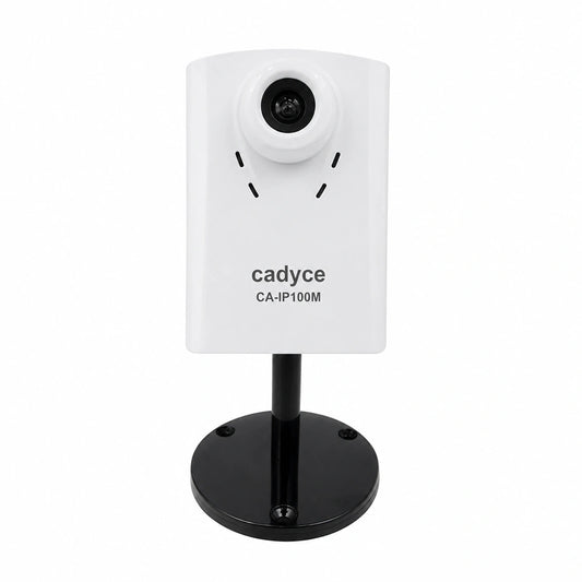 Cadyce CA-IP100M 1MP 1280x720 HD Internet Camera with Two-Way Audio front view on stand with white background -tpstech.in
