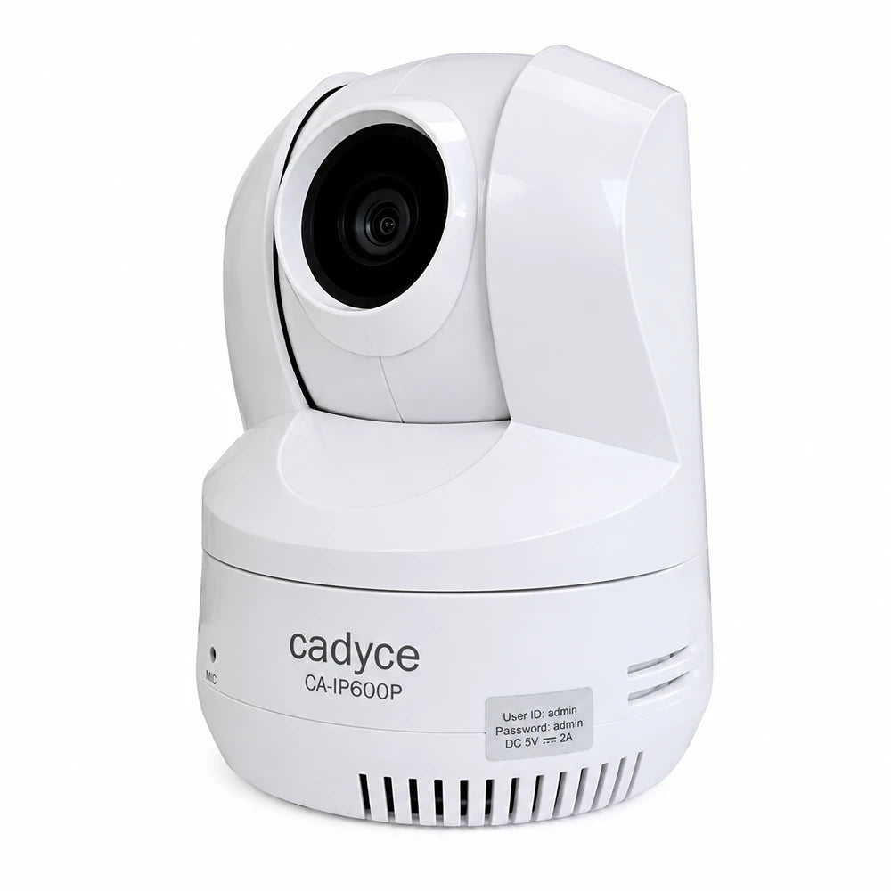 Right angle view of Cadyce CA-IP600P PoE PTZ Day/Night Internet Camera with 2-Way Audio on white background -tpstech.in