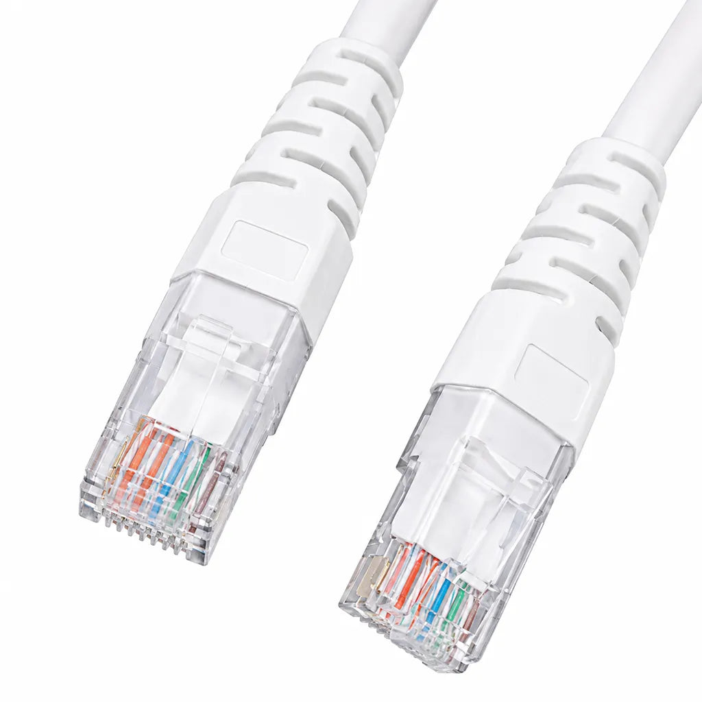 Close-up of RJ45 connectors on Cadyce CA-PC62M CAT6 UTP Patch Cord 2M 24 AWG Pure Copper Ethernet cable showing precision gold-plated contacts -tpstech.in